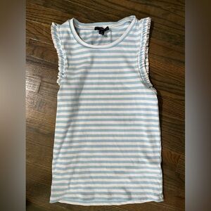 J.CREW blue&white striped tank with ruffle shoulder hem ( SZ M)